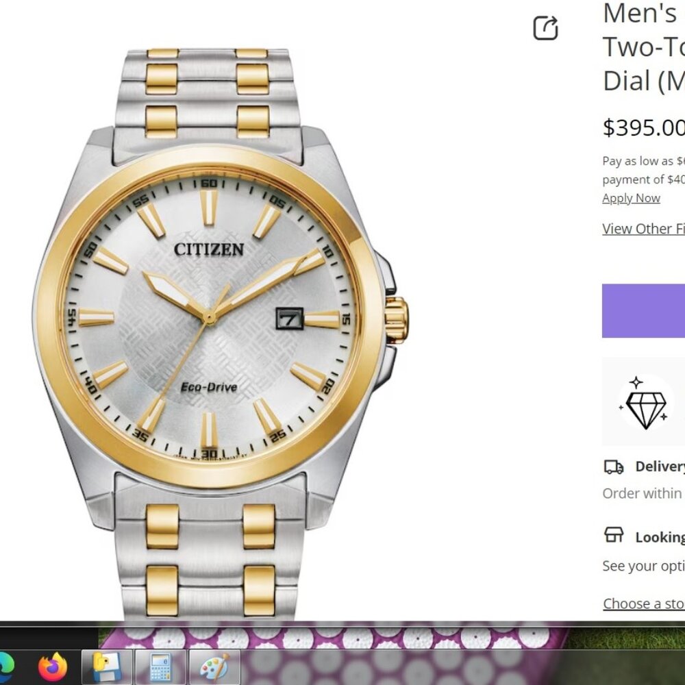 Men's 2 Tone Citizen Glow In The Dark Eco Drive Watch 203416